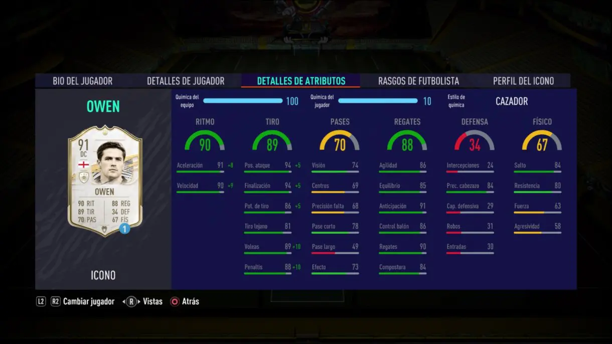 FIFA 21 Ultimate Team Michael Owen Prime Icono SBC stats in game