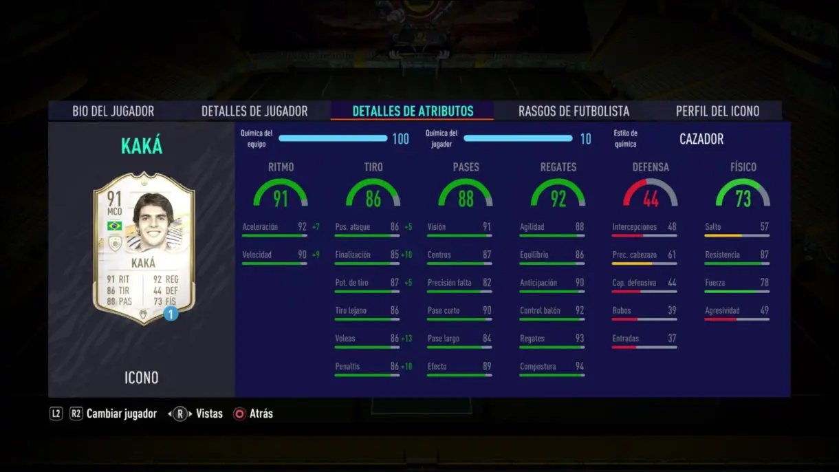 Kaká Prime stats in game Icono SBC review