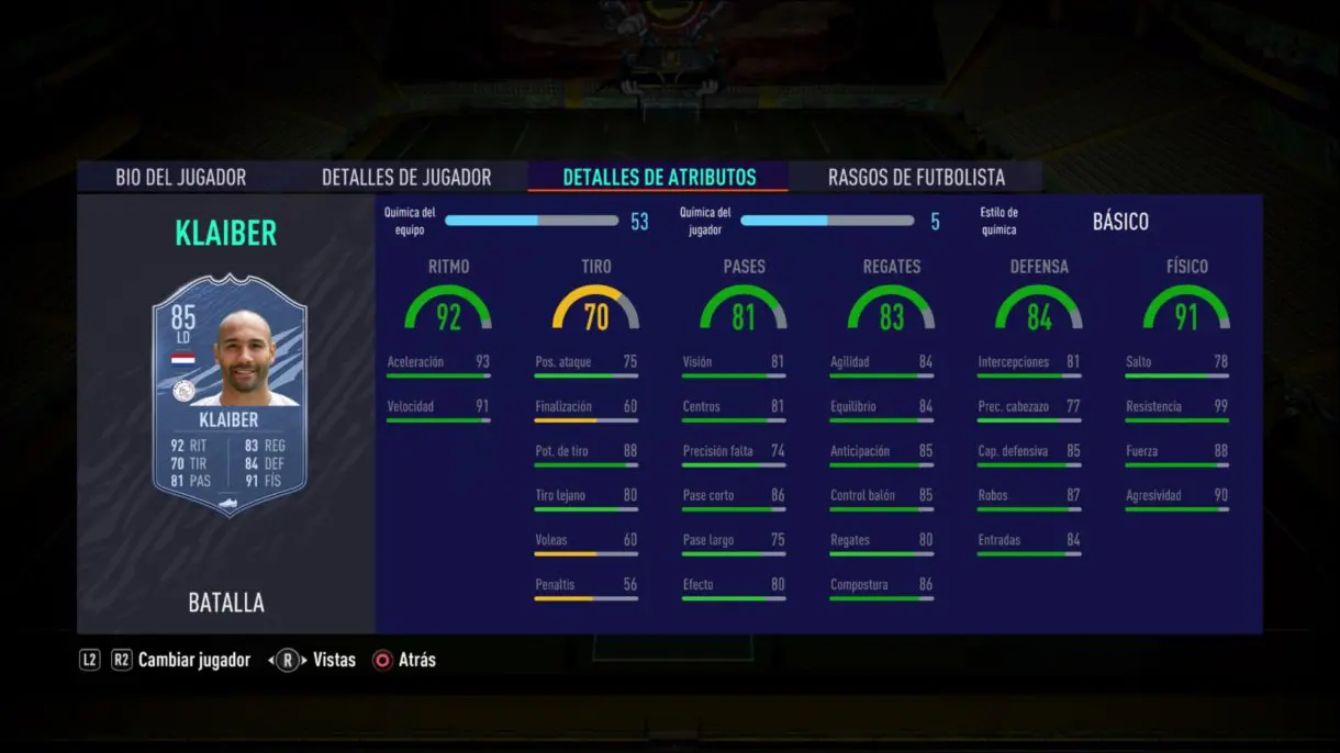 Stats in game de Klaiber Showdown.