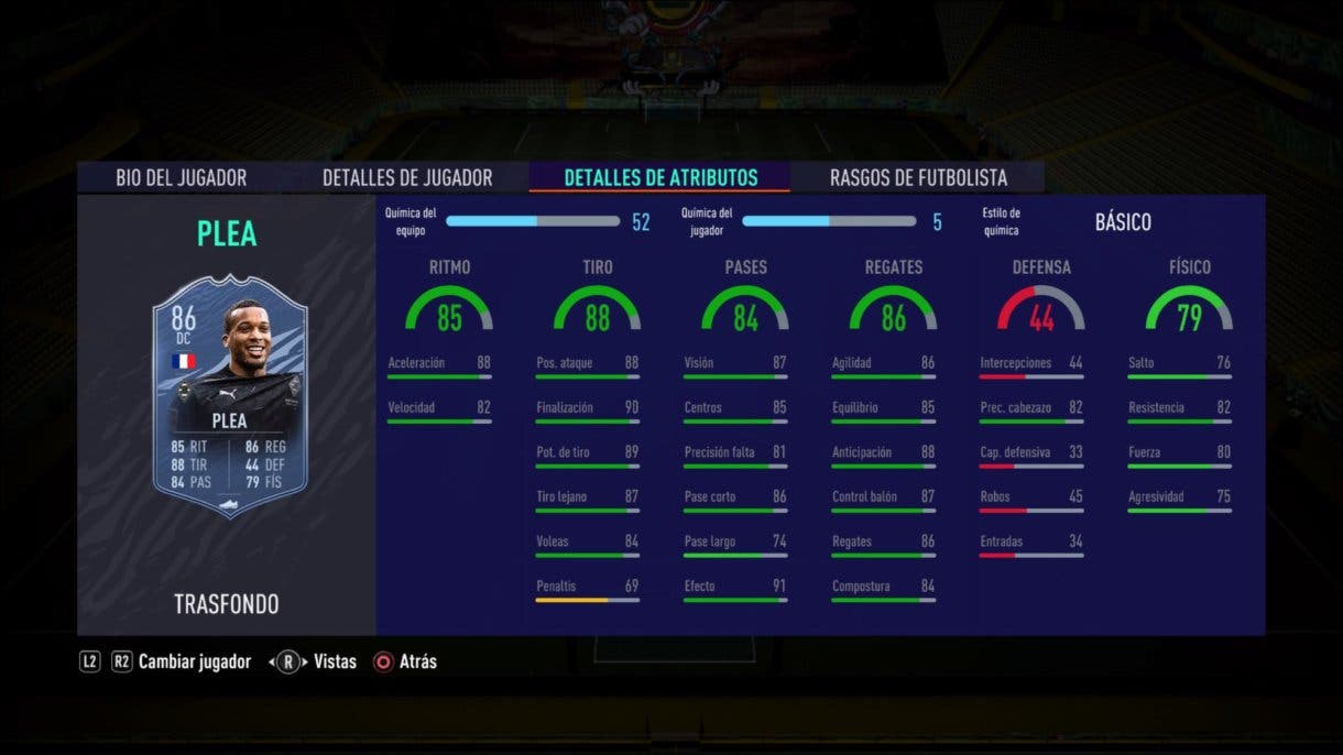 FIFA 21 Ultimate Team stats in game Plea Trasfondo