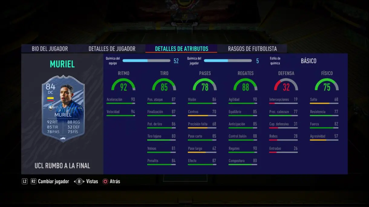 FIFA 21 Ultimate Team stats in game Muriel RTTF