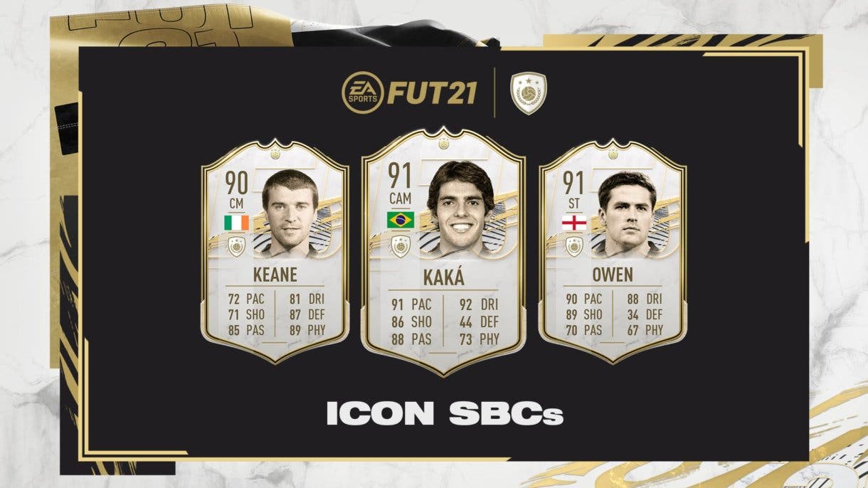 FIFA 21 Ultimate Team Iconos SBC disponibles Kaká Prime, Roy Keane Prime y Michael Owen Prime