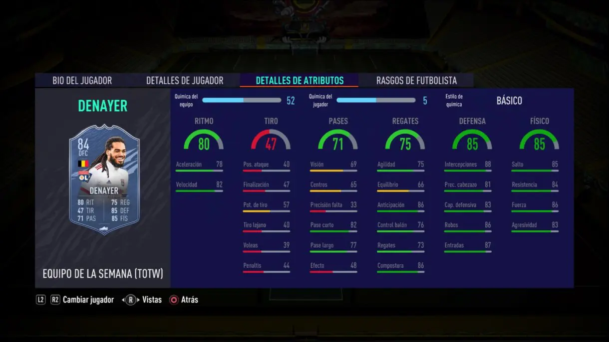 FIFA 21 Ultimate Team Denayer SIF stats in game