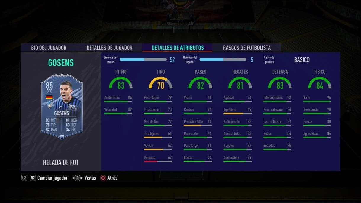 FIFA 21 Ultimate Team Gosens Freeze stats in game