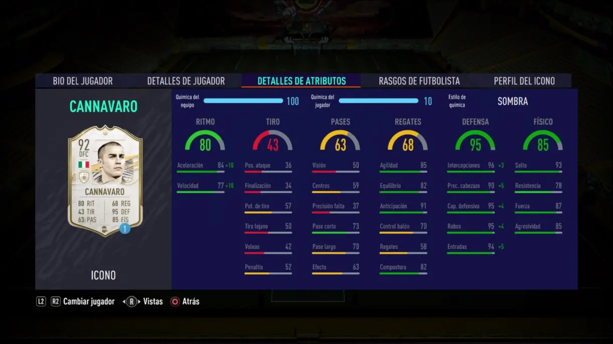 FIFA 21 Ultimate Team Cannavaro Prime stats in game SBC Icono