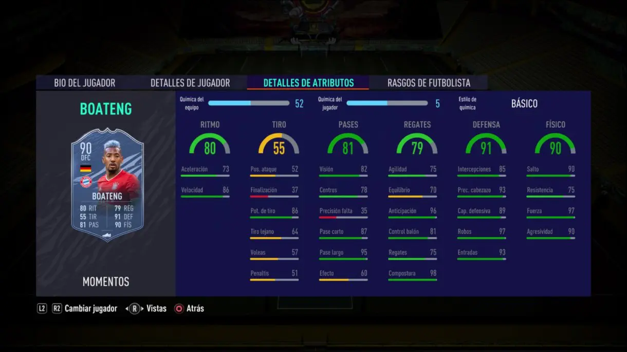 FIFA 21 Ultimate Team Boateng Moments stats in game