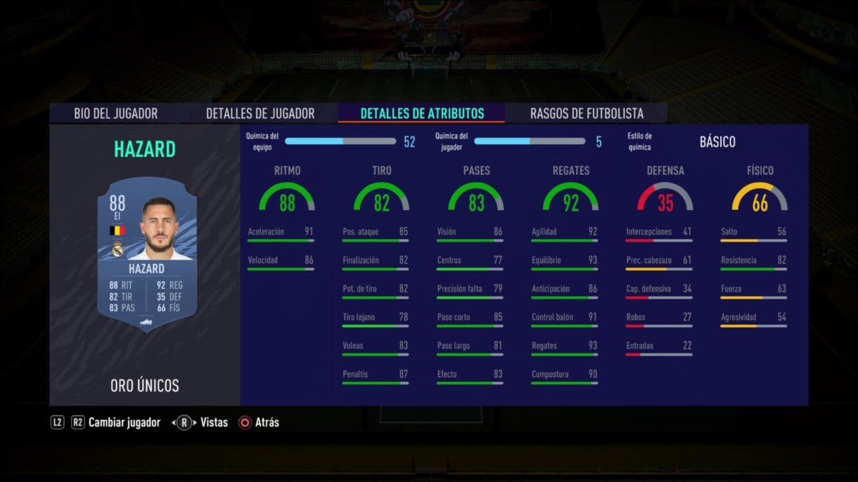 FIFA 21 Ultimate Team stats in game Hazard oro
