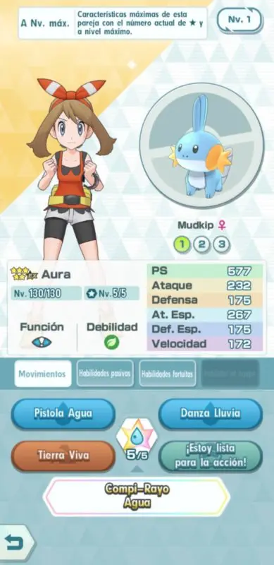 Pokemon Masters EX Aura y Mudkip movimientos