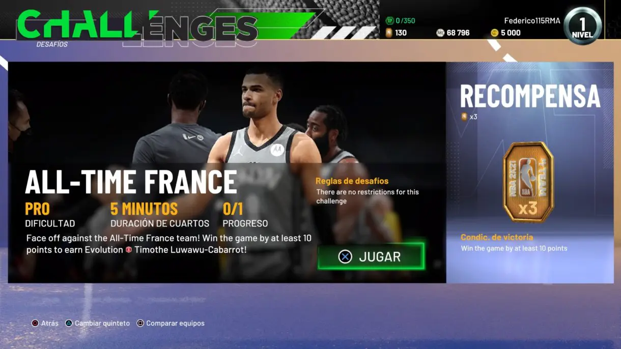 all time france nba 2k21 desafio semanal