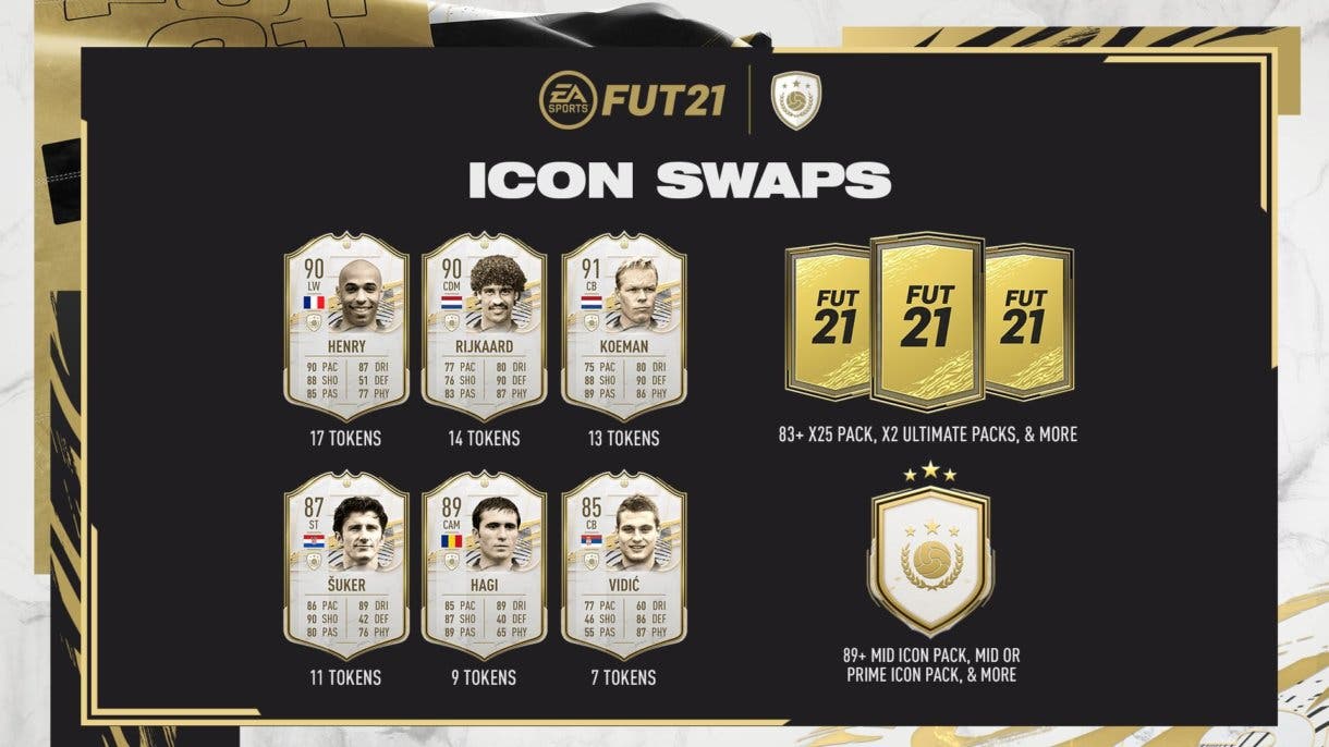 FIFA 21 Ultimate Team Icon Swaps primera tanda premios, opciones