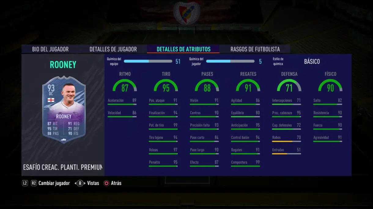 Stats in game de Wayne Rooney Fin de Una Era. FIFA 21 Ultimate Team