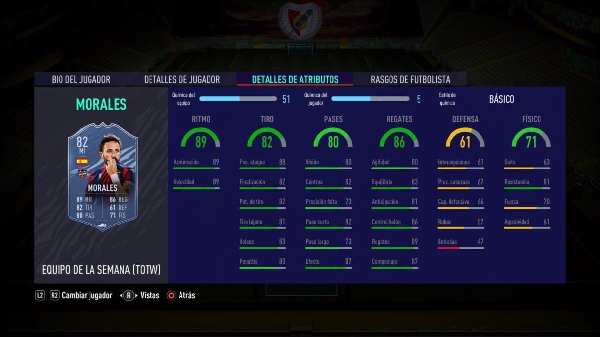 FIFA 21 Ultimate Team. Stats in game de Morales IF