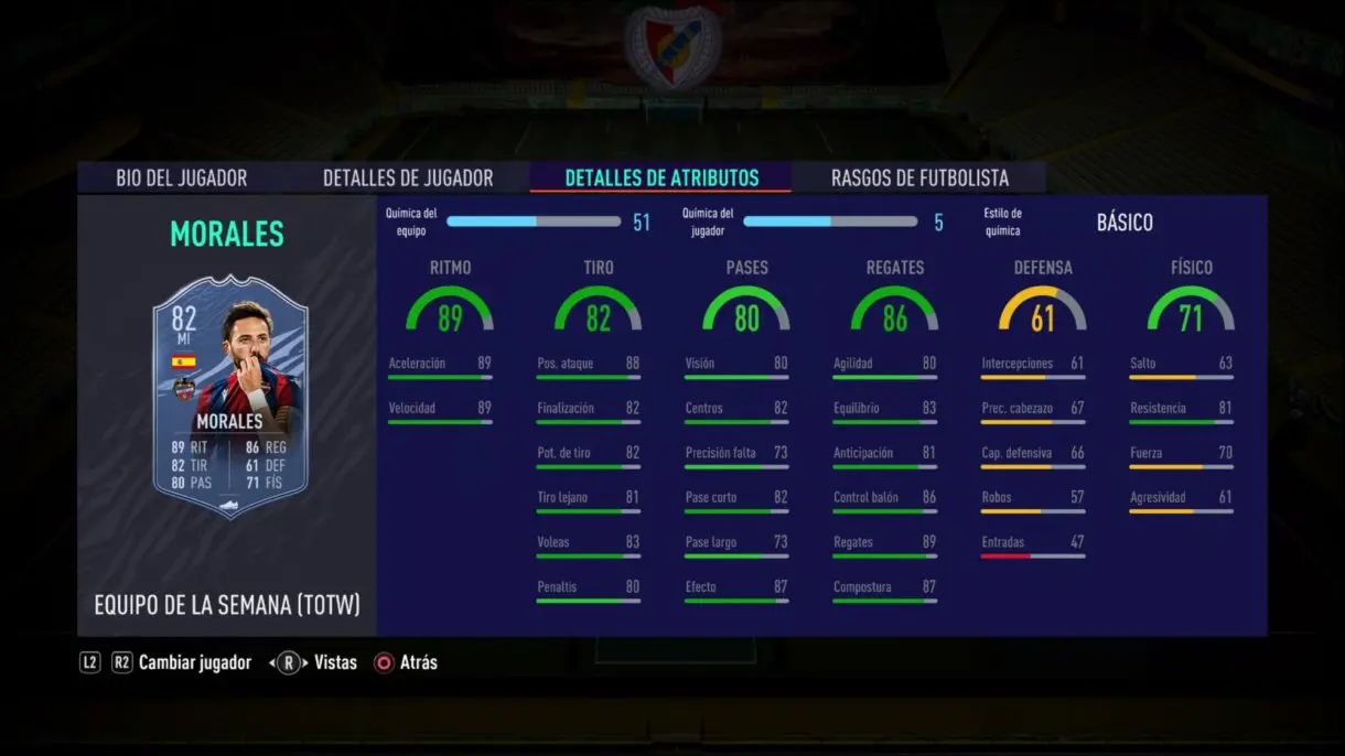 FIFA 21 Ultimate Team. Stats in game de Morales IF