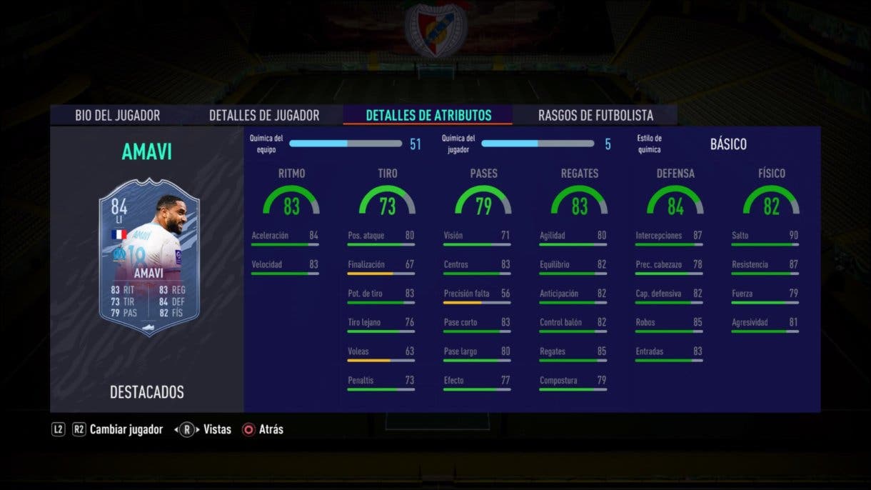 FIFA 21 Ultimate Team. Stats in game de Amavi Headliners
