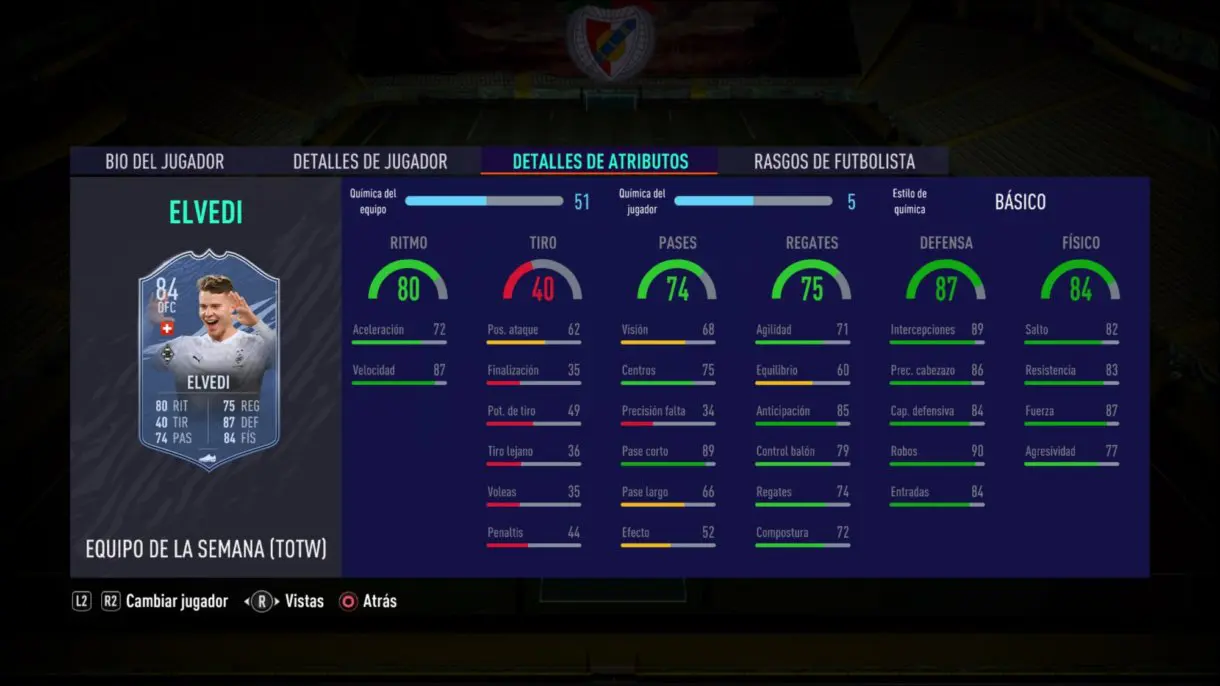 FIFA 21 Ultimate Team. Stats in game de Elvedi IF