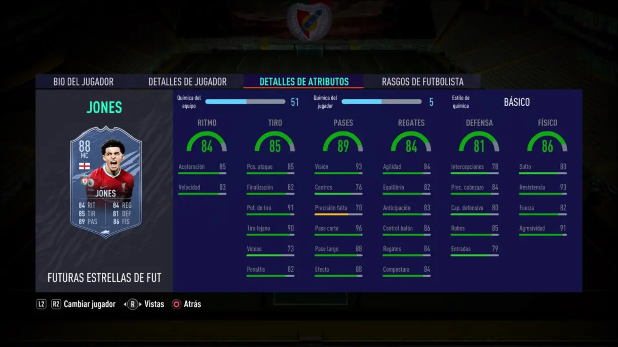 FIFA 21 Ultimate Team Curtis Jones Future Stars stats in game como MC