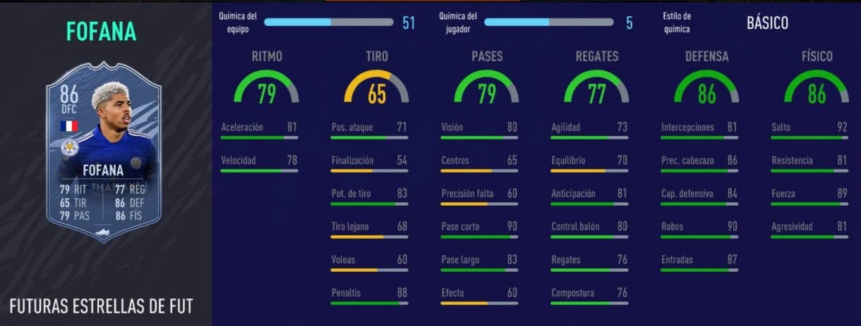 FIFA 21 Ultimate Team cartas free to play stats in game Fofana Future Stars