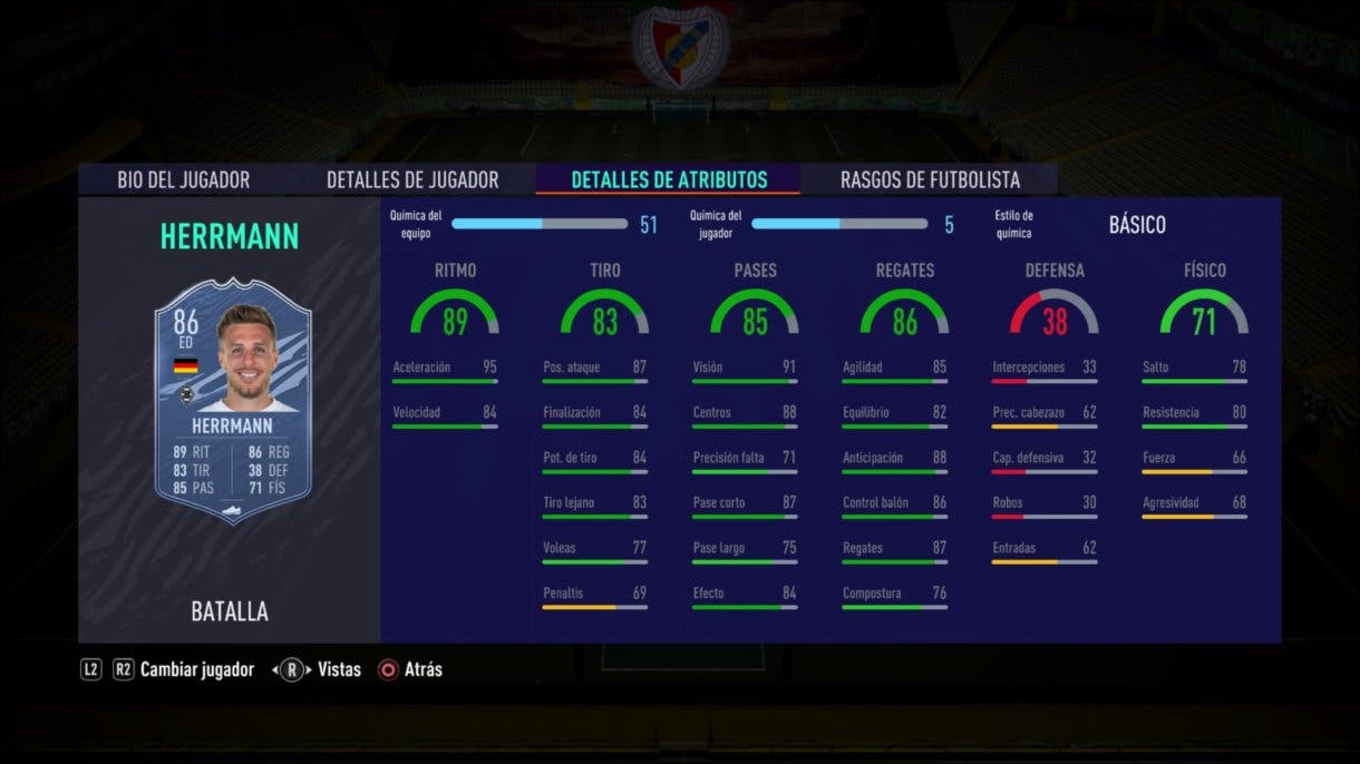 Stats in game de Herrmann Showdown. FIFA 21 Ultimate Team