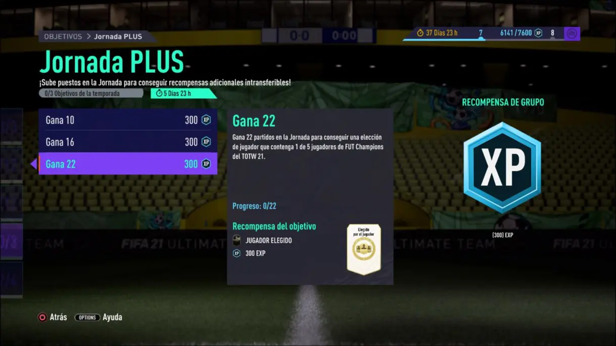 "Jornada PLUS" es el nombre que recibe este grupo de objetivos de FUT Champions. FIFA 21 Ultimate Team.
