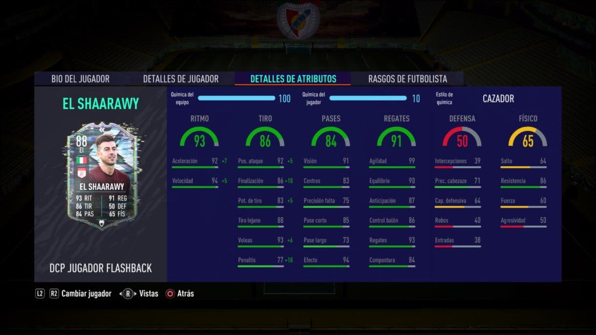 El Shaarawy Flashback stats in game. FIFA 21 Ultimate Team