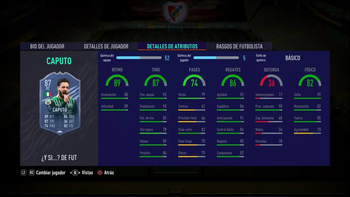FIFA 21 Ultimate Team Francesco Caputo What If stats in game.
