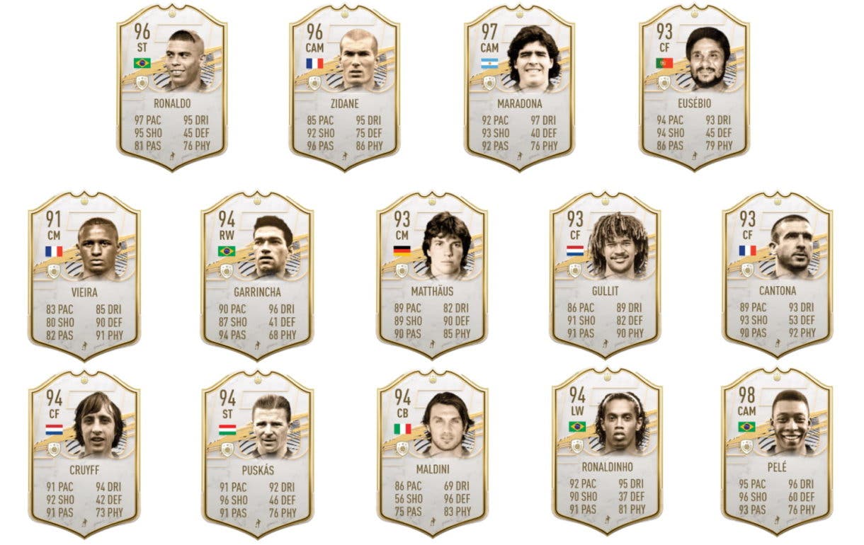 FIFA 21 Ultimate Team Icon Swaps segunda tanda Icono +91 Prime asegurado cartas top