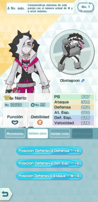 Pokemon Masters EX Nerio y Obstagoon habilidades