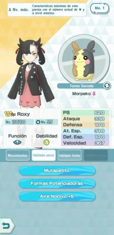 Pokemon Masters EX Roxy habilidades