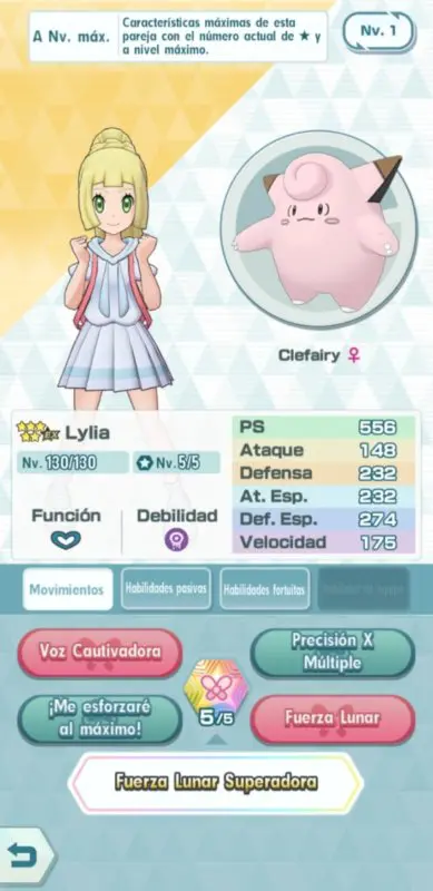 Pokemon Masters Lylia y Clefairy