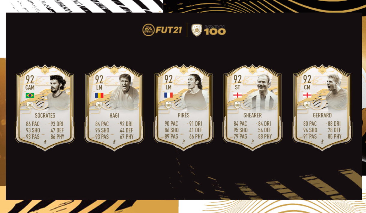FIFA 21 Icons Moments Segunda Ronda Sócrates, Hagi, Pirés, Shearer, Gerrard