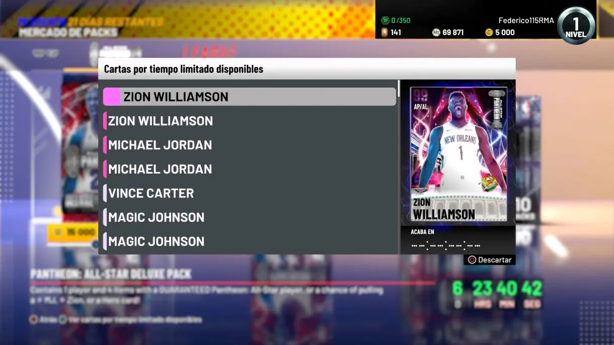 cartas coleccion panteon all star