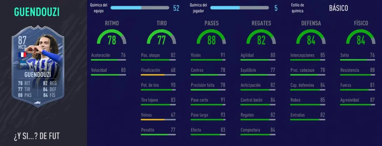 FIFA 21 Ultimate Team cartas free to play stats in game Guendouzi What If