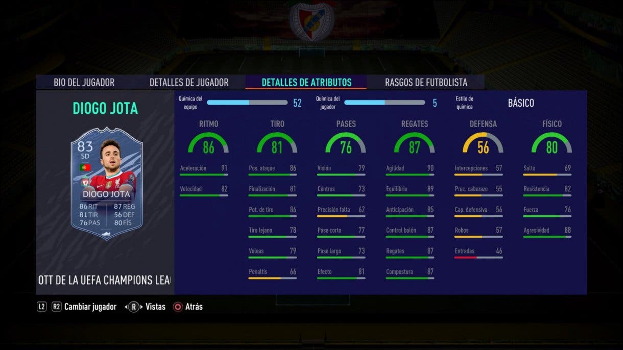 FIFA 21 Ultimate Team alternativas baratas a Butragueño Icono stats in game Diogo Jota TOTGS