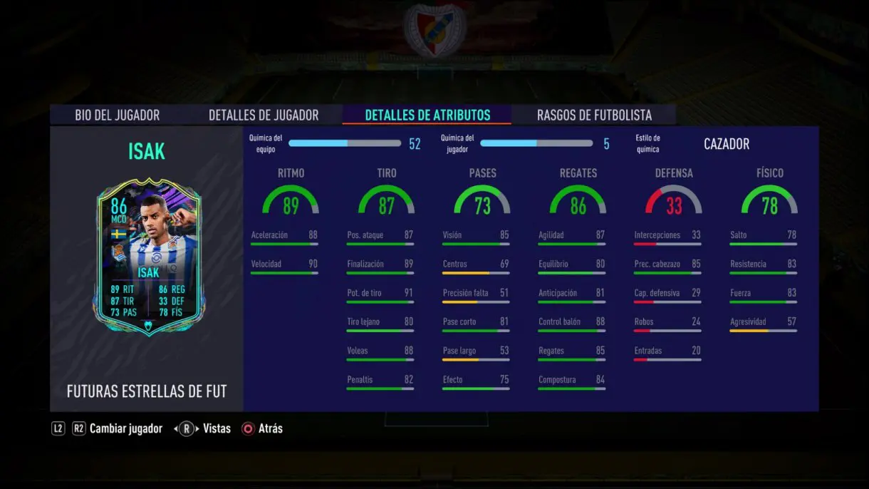 FIFA 21 Ultimate Team alternativas baratas a Butragueño Icono stats in game Isak Future Stars