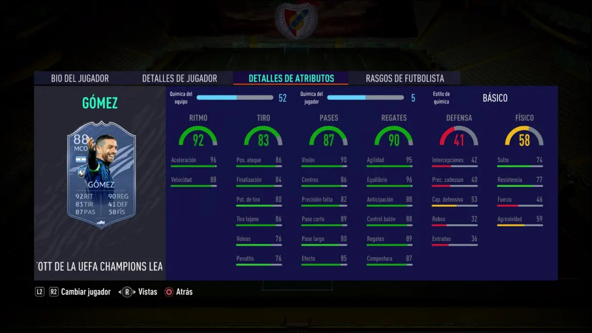 FIFA 21 Ultimate Team alternativas baratas a Butragueño Icono stats in game Gómez TOTGS