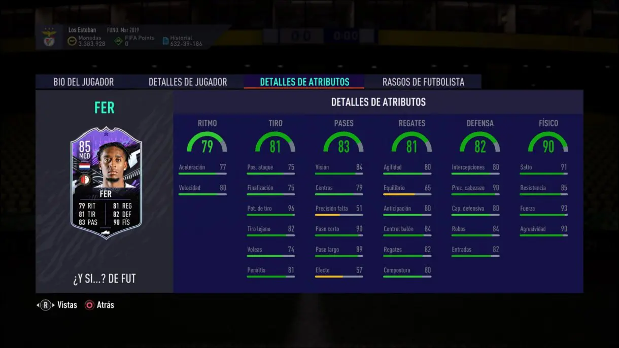Stats in game de Leroy Fer What If. FIFA 21 Ultimate Team