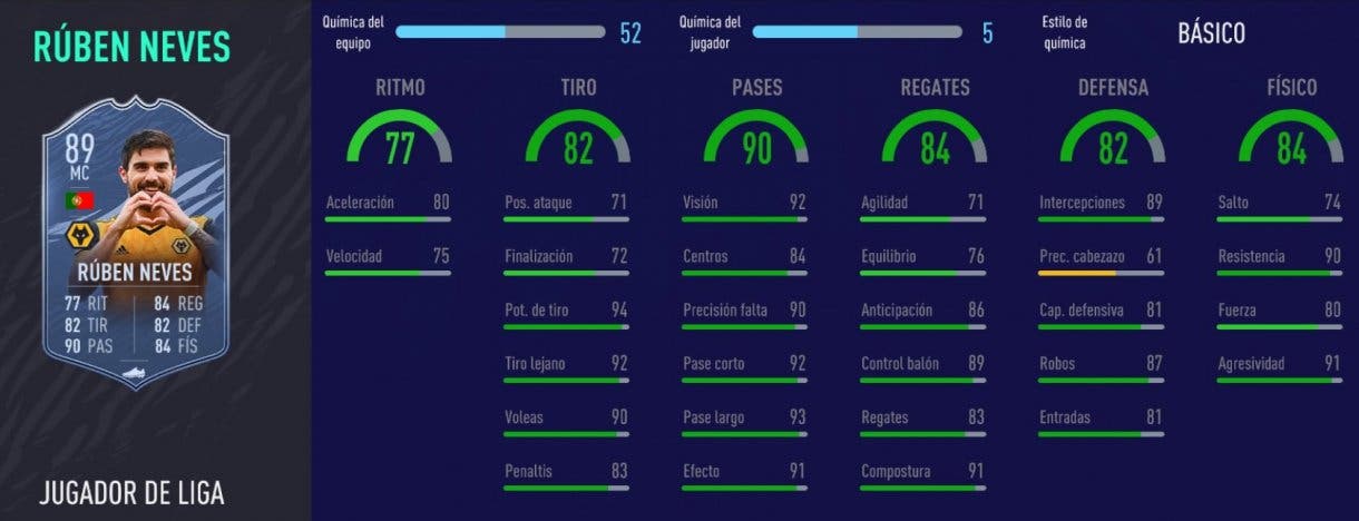 FIFA 21 Ultimate Team cartas free to play stats in game Guedes Jugador de Liga