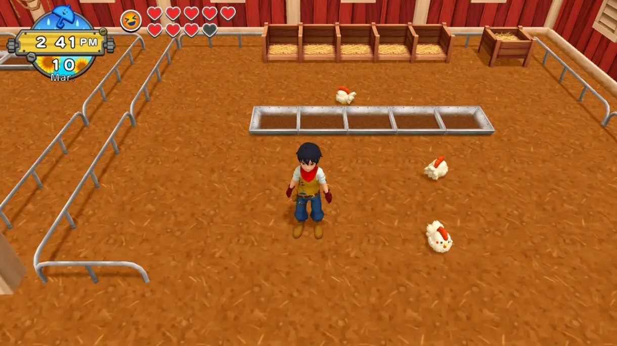 Harvest Moon Un Mundo Unico establo gallinas