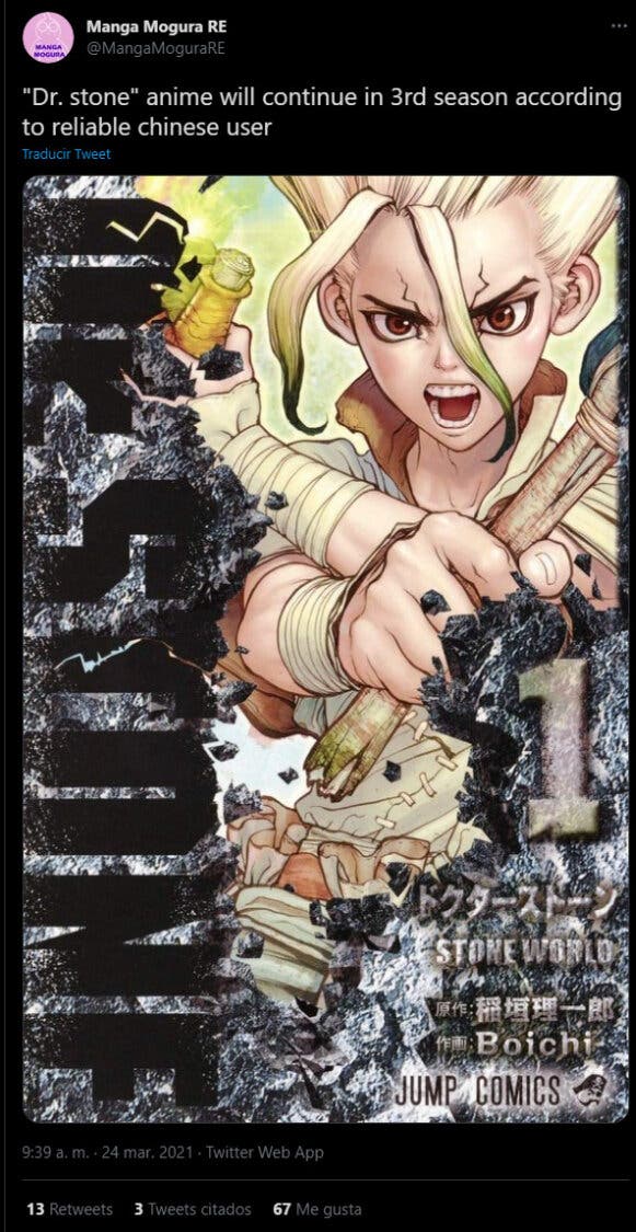 Dr. Stone: Fecha de estreno de la temporada 3 del anime, que se dividirá en  2 partes