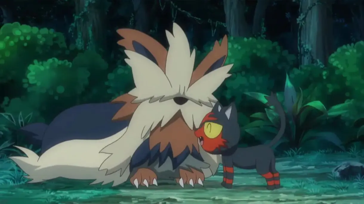 Litten y Stoutland anime de Pokemon