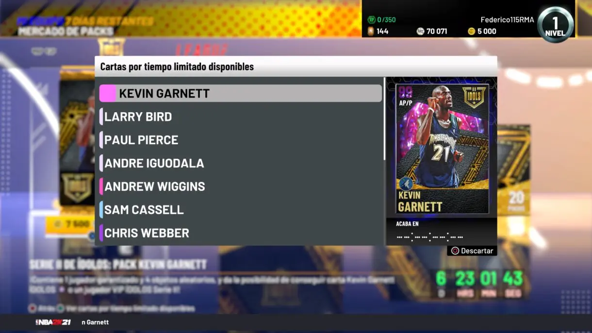 NBA 2K21 Mi EQUIPO Temporada 5 Era de Héroes Semana 5