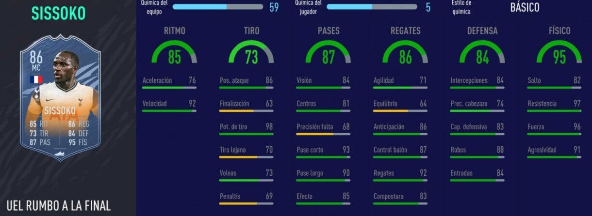 FIFA 21 Ultimate Team cartas dinámicas interesantes relación calidad/precio stats in game de Sissoko RTTF