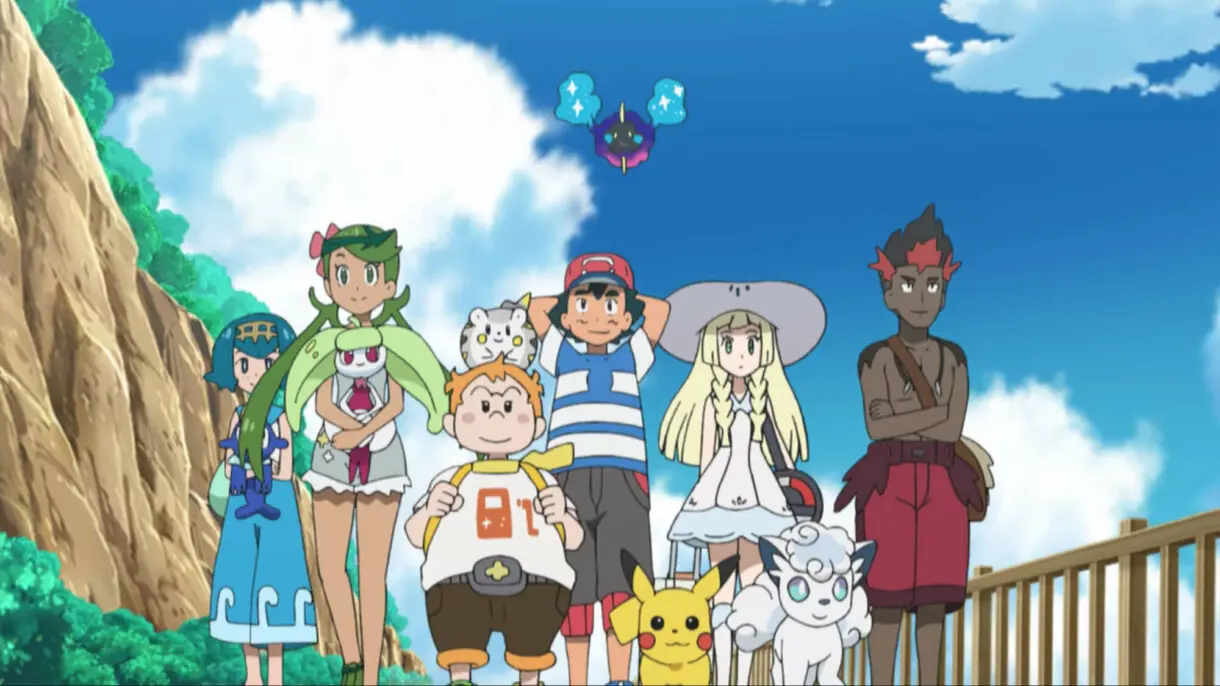 anime de Pokemon Alola Ash Lylia Kiawe Lulu Nereida Chris