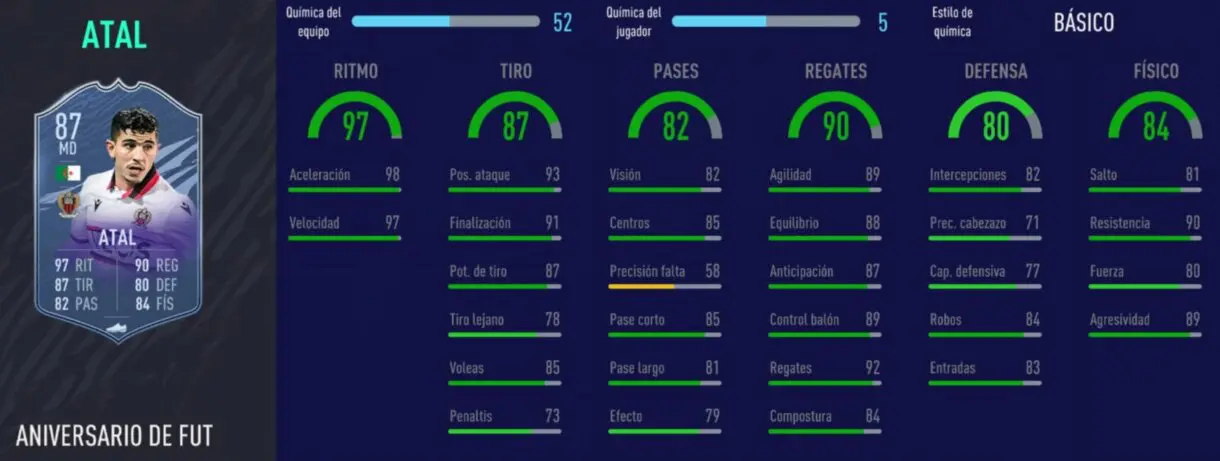 FIFA 21 Ultimate Team equipo competitivo FUT Champions TOTS stats in game Atal FUT Birthday