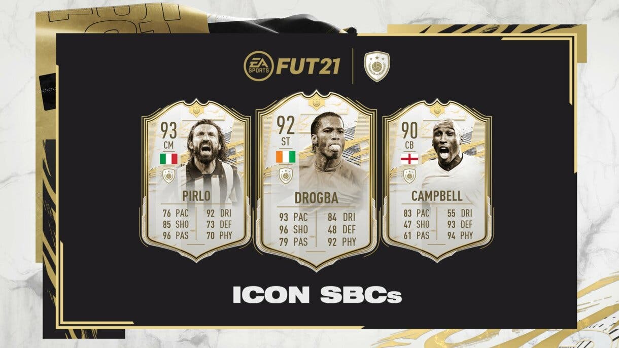 FIFA 21 Ultimate Team Iconos SBC nueva tanda Moments Andrea Pirlo, Didier Drogba y Sol Campbell