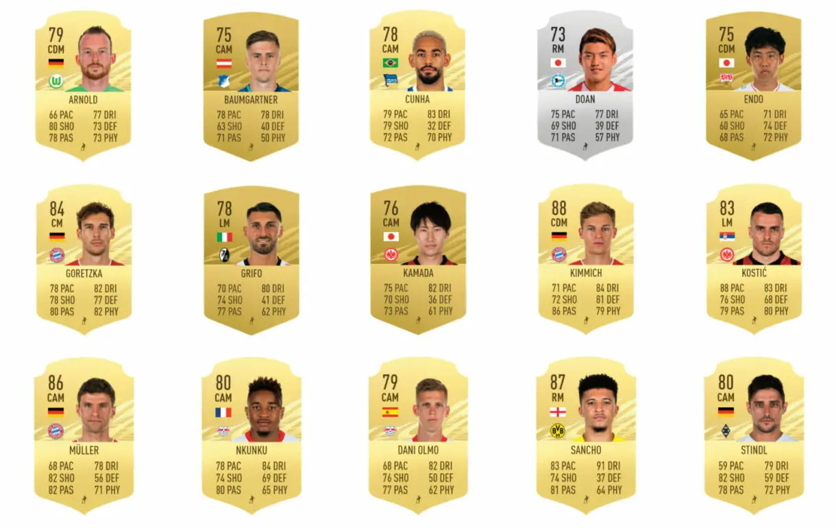 FIFA 21 Ultimate Team TOTS Bundesliga candidatos centrocampistas