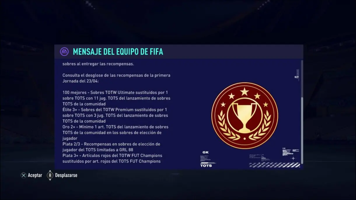 FIFA 21 Ultimate Team nuevas recompensas FUT Champions durante el TOTS.