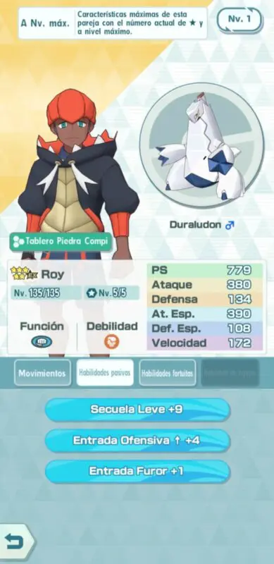 Pokemon Masters EX Roy y Duraludon habilidades