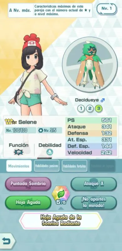 Pokemon Masters EX Selene y Decidueye