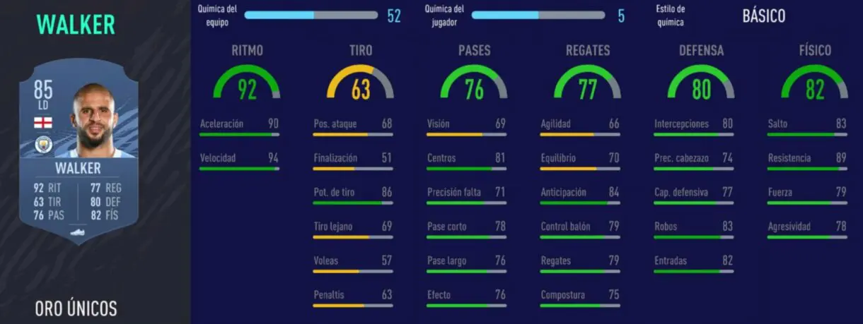 FIFA 21 Ultimate Team los mejores suplentes defensivos stats in game Walker oro
